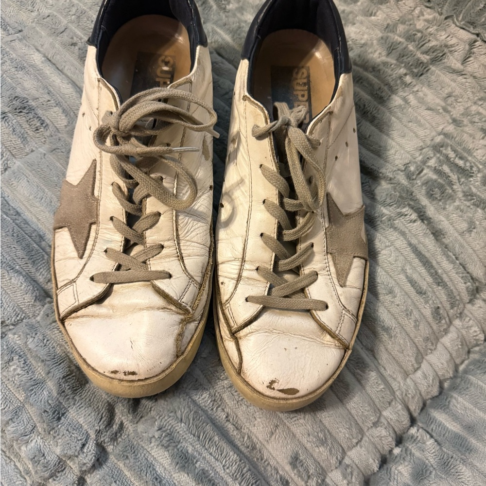 Golden Goose White and Gray Sneakers